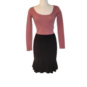 Urban Outfitters Long Sleeve Crop Top, Size M, Mauve Pink and Black Stripe, NWT